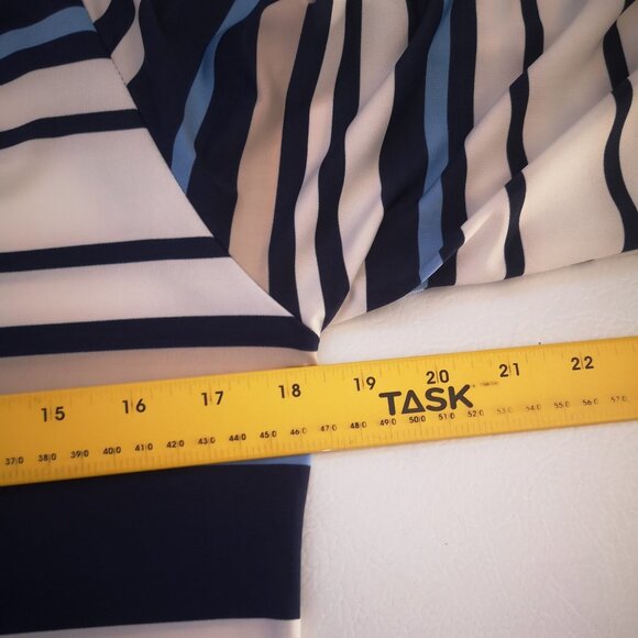 Venus Ladies White, Blue, & Tan Striped Size Small Straight Fit Beach Coverup - Picture 9 of 10